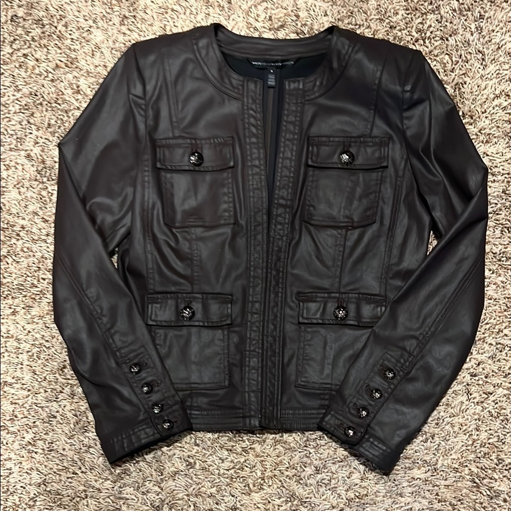 WHBM Dark brown Faux Leather Jacket